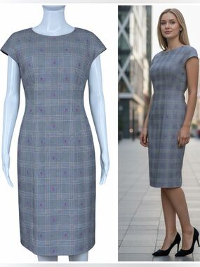 Brooks Brothers Italian Fabric Plaid Embroidered Wool Sheath Dress Size 4 NWT